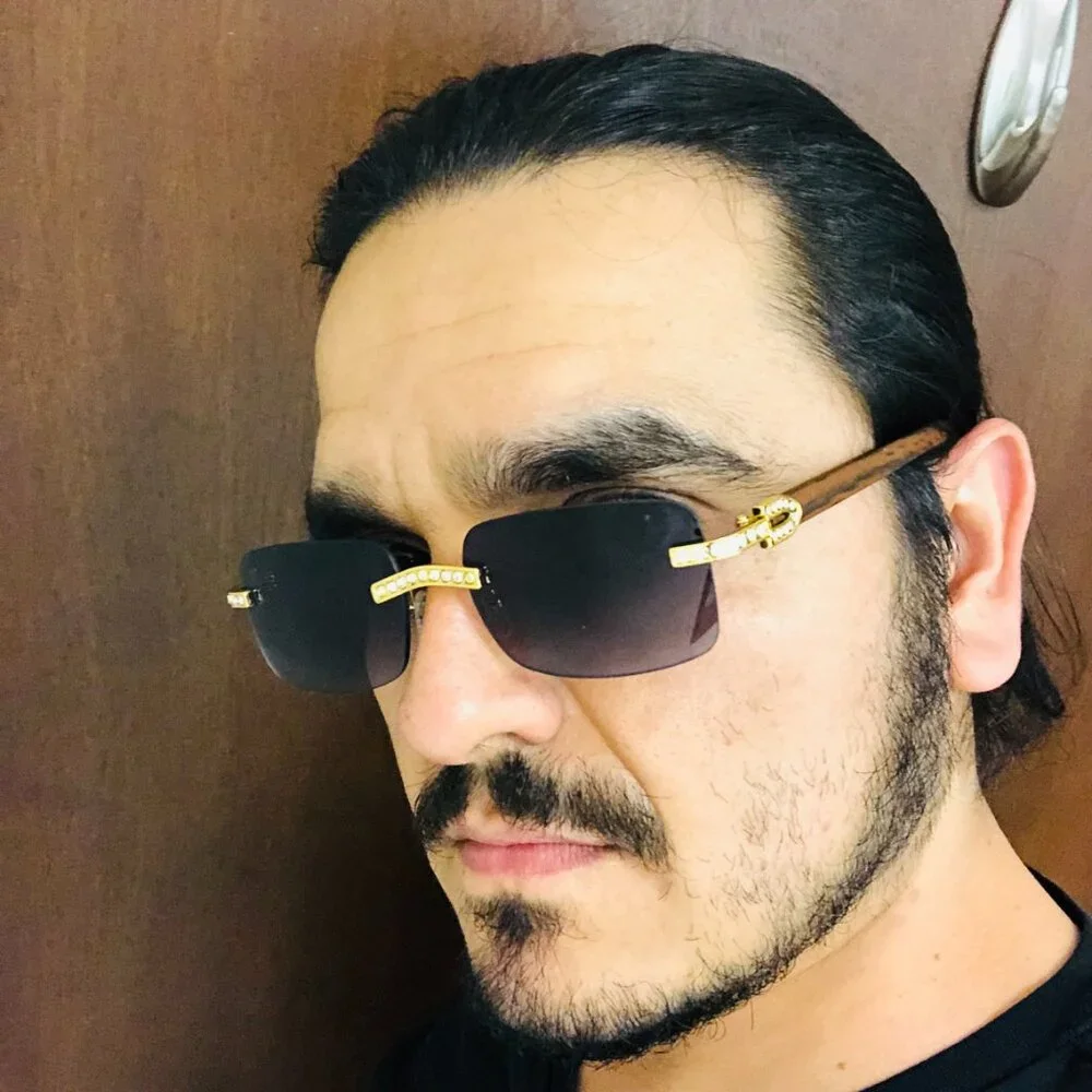 Men Sunglasses Square Black Lens Fashion Diamond Bling‎ Hip Hop Style Lentes New